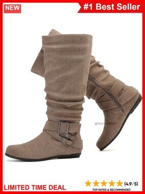 Extra Wide Calf Knee High Boots Faux Leather Memory Foam